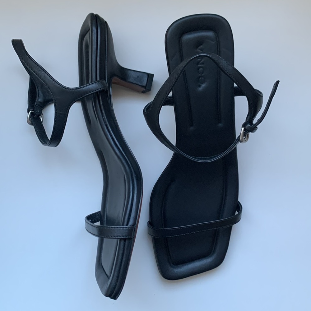 Vince Black Sandals Sleek Design Comfortable Fit - Picture 8 of 11